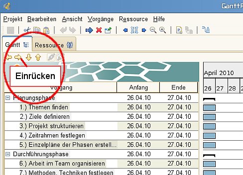 Bild: Vorgänge anordnen