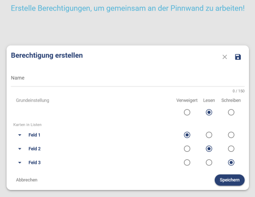 Taskcards Rechtevergabe