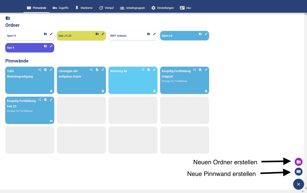 Taskcards Übersicht