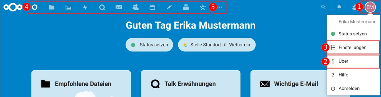 Weboberfläche Nextcloud