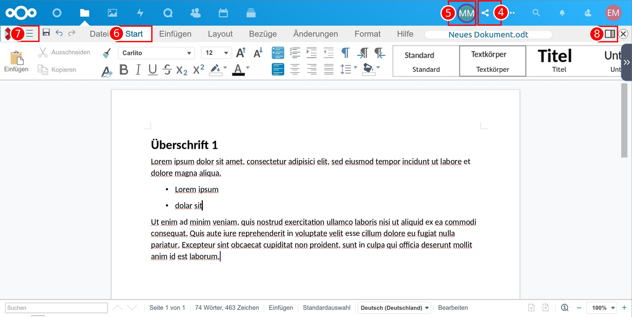 Textverarbeitung Collabora Online