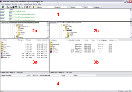 FileZilla Programmfenster