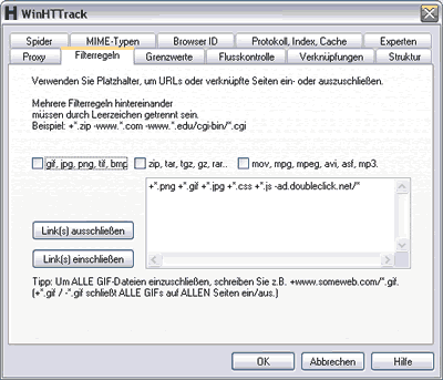 Filterregeln definieren