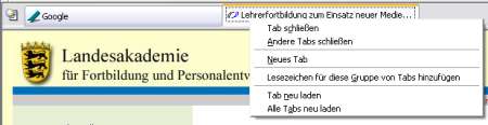 Tabs mit der Maus bedienen