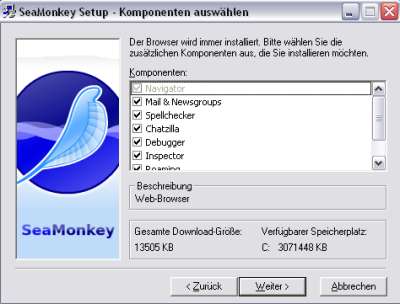 Programmbestandteile auswählen