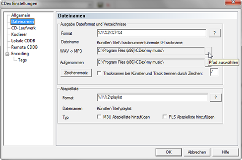 Dateispeicherort wählen