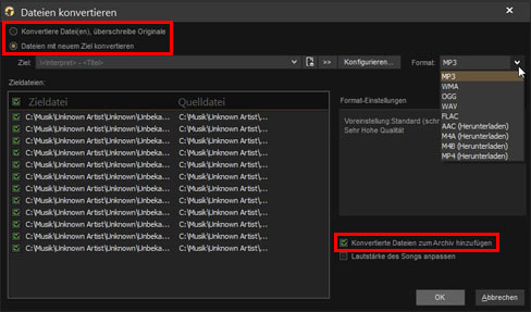 Dateien konvertieren