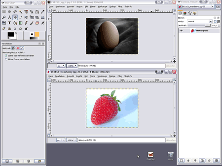 GIMP mit geöffneten Bildern