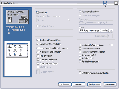 HC Funktionenmenü Was tun Einstellungen
