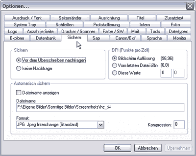 Karteireiter SICHERN