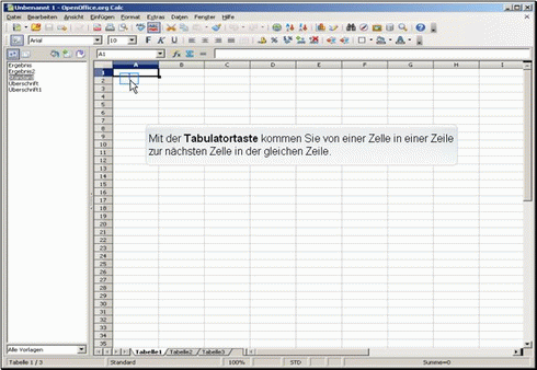 Zellenwechsel mit Tab