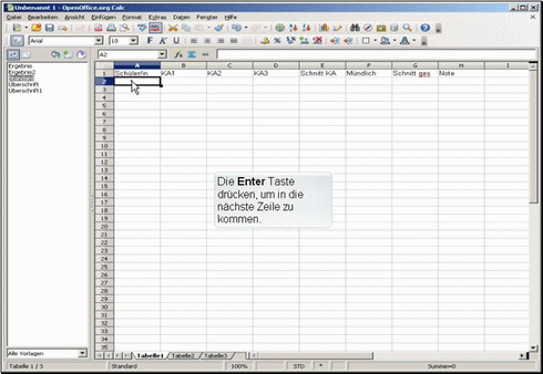 Zeilenwechsel mit Enter
