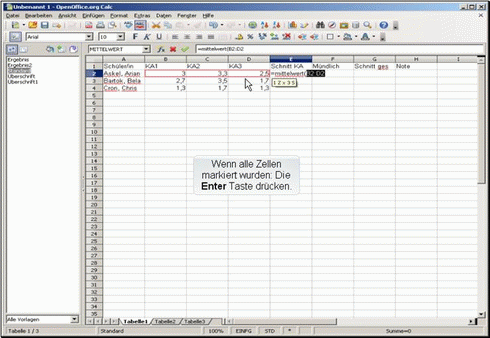 Formeleingabe mit Enter abschliessen