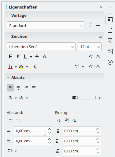 Eigenschaften der Formatvorlagen - Writer