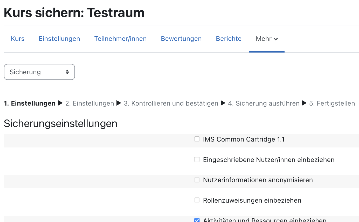 Sicherungseinstellungen