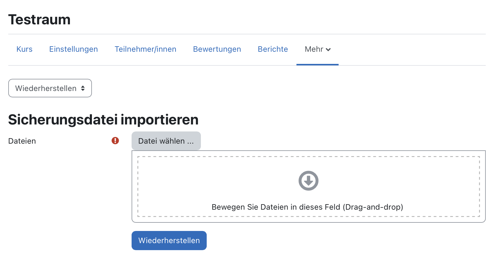 Sicherungsdatei importieren