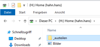 Ansicht des Ordners _austeilen im Laufwerk H