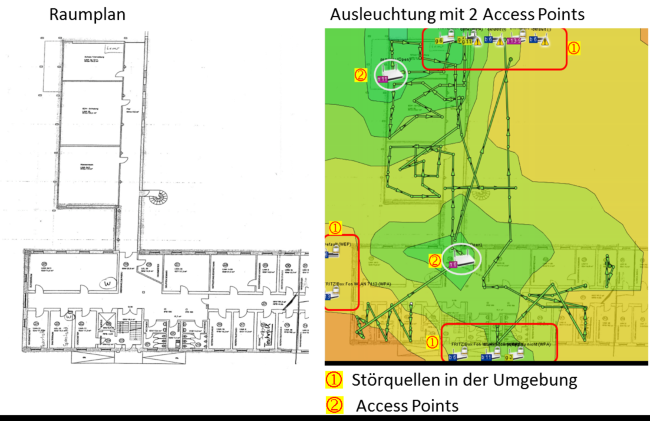 Beispiel einer Ekahau Heatmap