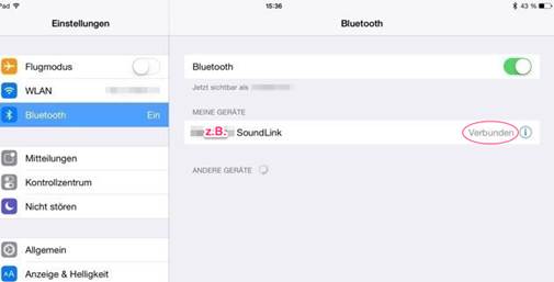 Einstellungen Bluetooth