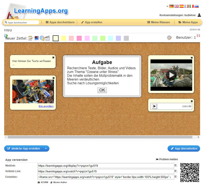 Screenshot des Unterrichtsbeispiels