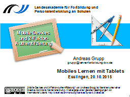 Titelfolie: Mobile Devices und 2-Faktor-Authentifizierung