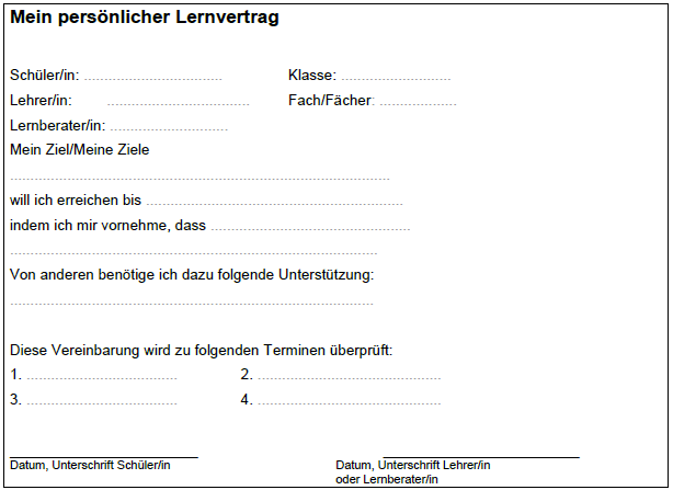 Persönlicher Lernvertrag