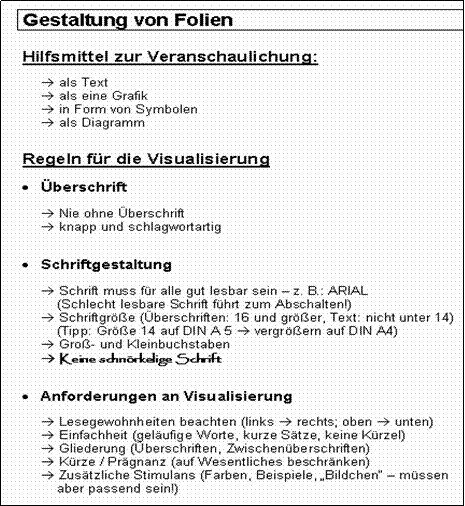 Gestaltung von Folien