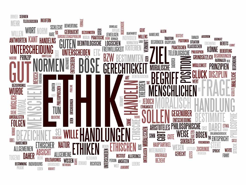Wortwolke um den Begriff Ethik