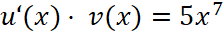 u Strich von x mal v von x ist gleich fünf x hoch 7