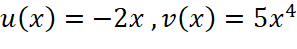 u von x ist gleich minus zwei x Komma v von x ist gleich fünf x hoch vier