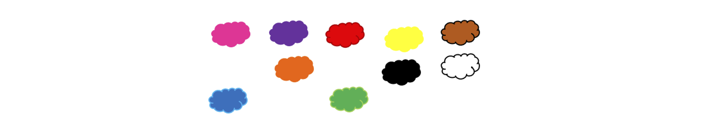 Zehn Wolken in verschiedenen Farben