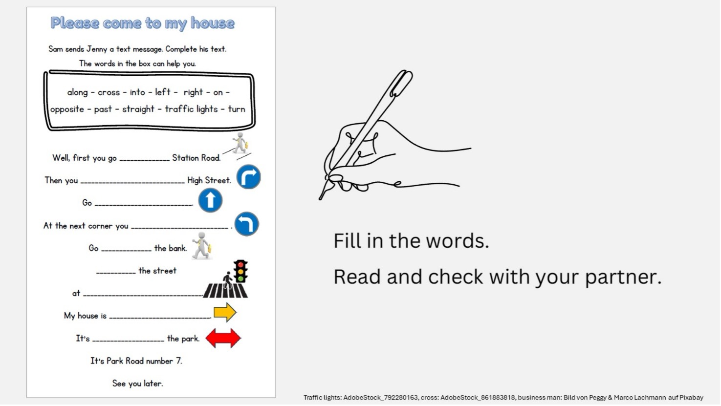 Folie 7 der Präsentation: Arbeitsanweisung für die schriftliche Arbeitsphase