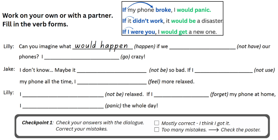 Schriftliche Übung: Lückentext mit Checkpoint Teil 1