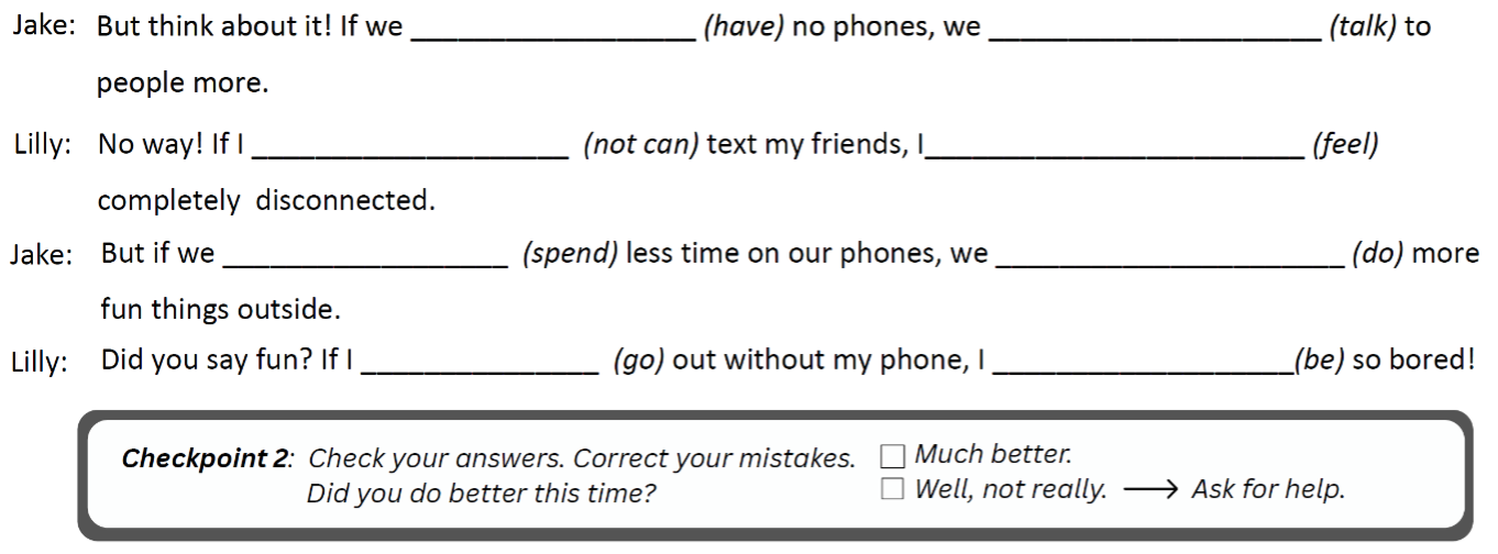 Schriftliche Übung: Lückentext mit Checkpoint Teil 2