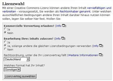 Beispiel Lizenzauswahl