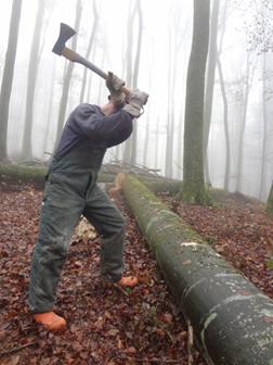 Arbeit mit Axt