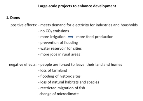 Large scale projects to enhance development