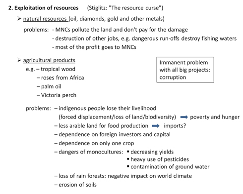 Exploitation of resources