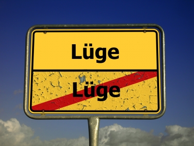 Ortsschild: Lüge