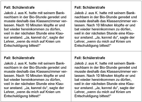 Kärtchen für eine Gruppenarbeit