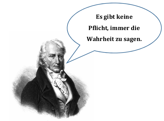 ConstantsMit einer Sprechblase: Es gibt keine Pflicht, ommer die Wahrheit zu sagen.