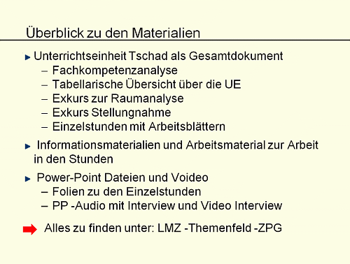Überblick zu den Materialien