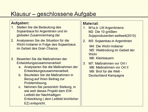 geschlossene Aufgabe: Aufgaben und Material