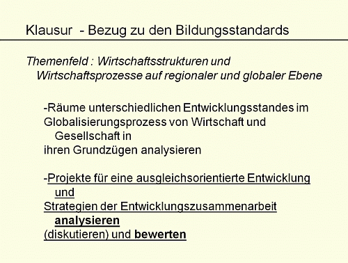 Klausur - Bezug zu den Bildungsstandards
