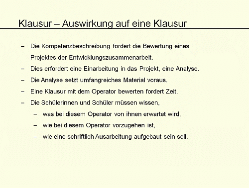 Auswirkung auf eine Klausur