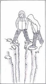 Mann in Island auf zwei Platten