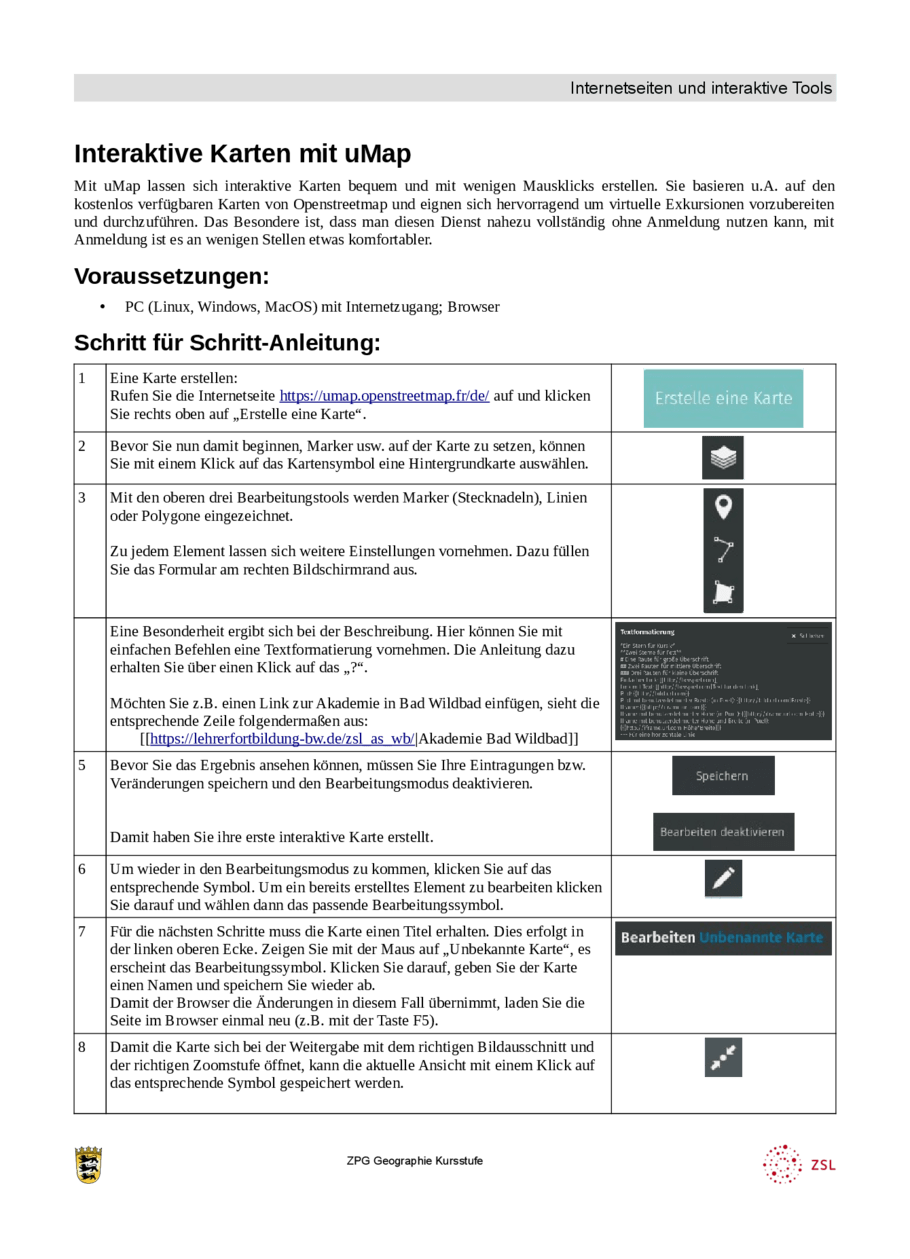Anleitung: uMap, Seite 1