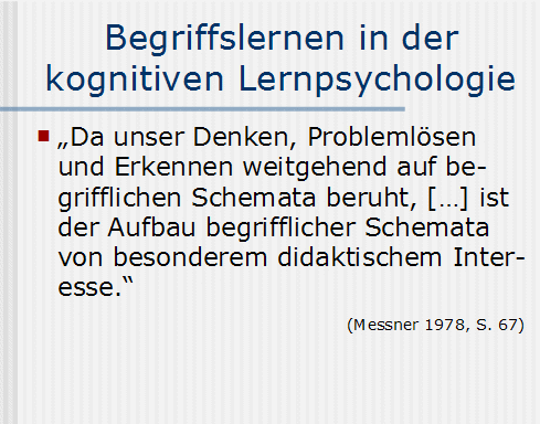 Begriffslernen in der kognitiven Lernpsychologie
