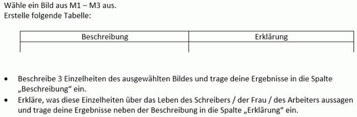 Tabelle mit Aufgaben