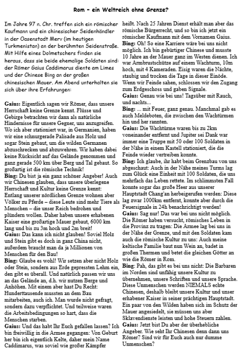 Text: Rom ein Weltreich ohne Grenzen?